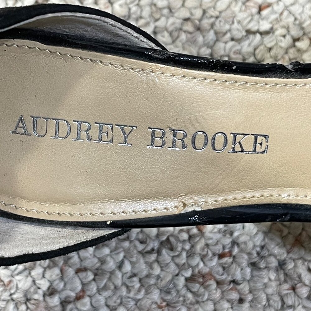 Audrey Brooke Hylda Black Size 6 Suede Pump Heel Ankle Buckle Strap - Picture 10 of 11